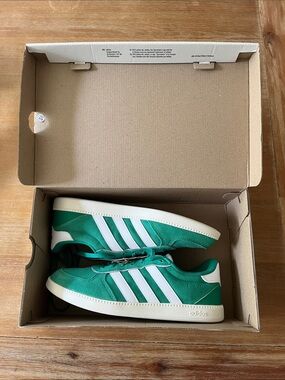 adidas Green Suede Low-Top Sneakers with White Stripes